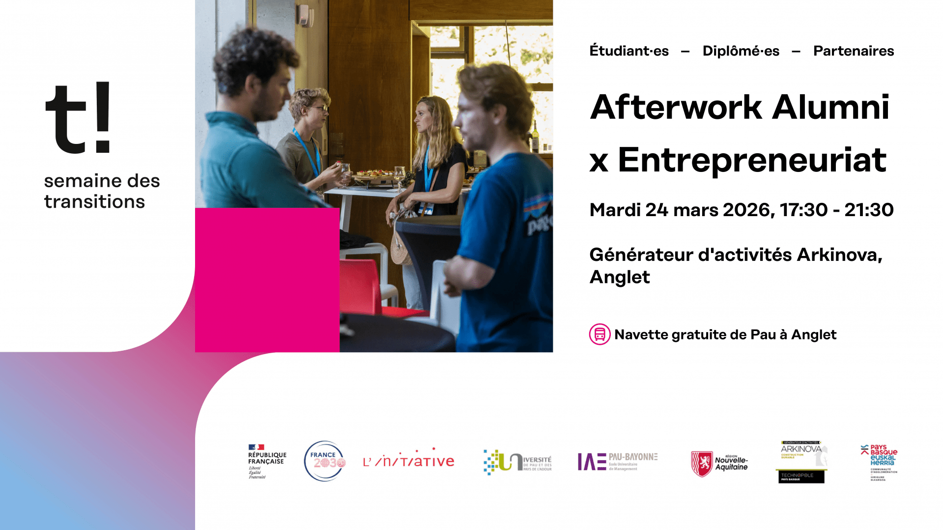 Découvrez les intervenant·es de l'afterwork alumni x entrepreneuriat du 24 mars à Anglet !